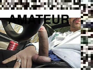 papa, masturbation, en-plein-air, public, amateur, ejaculation-sur-le-corps, énorme-bite, gay, black, voiture