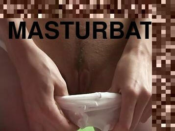 Masturbation instruction from girl putting on pantyhose
