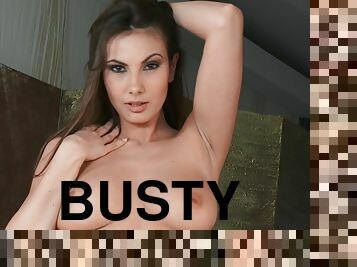 Nude busty wife reveals her premium assets in home alone perversions