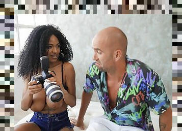 Charming black busty stunner crazy xxx video