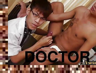 Oriental twink fucked bareback by the doctor in the office after the checkup