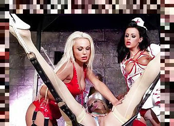 Kinky babes tied up and fucked hard in the dungeon -WHORNYFILMS.COM