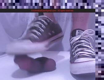 Torturing Cock and Balls with my Old Converse Until Cum