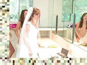 Beautiful bride in lesbian sex orgy