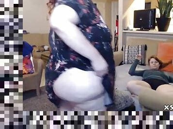 Voluptuous sexy whore flashing on webcam show