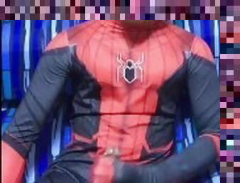 Jush Lee Jerking Off in His Spiderman Custome- Throwback Jerk Off Series