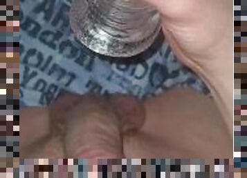 Ginger dick cums in clear fleshlight