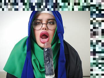 Real Arab Mom in Hijab Dildo Riding Hard And Squirting Orgasm.
