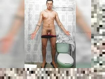 masturbation, cumshot, gay, avrunkning, ensam, twink, tatuering, kuk