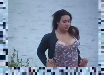 Chubby 20 year old fucking on the lake