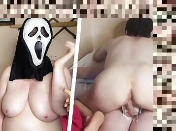 gordo, esposa, amador, anal, bbw, puta-slut, suja, dor, branco, halloween