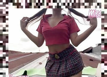 culo, al-aire-libre, público, colegiala-schoolgirl, delgada, adolescente, famoso, estrella-del-porno, japonés, indio