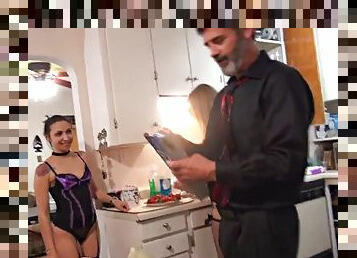 Interracial birthday orgy old man fucks 3 beautiful girls