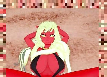Scanty Daemon Gives You a Footjob At The Beach! Panty and Stocking With Garterbelt Feet POV
