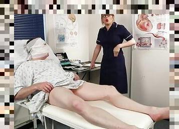 British voyeur nurse watches her weak patient jerk off in bed