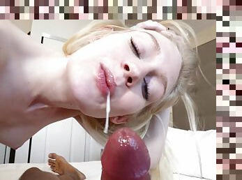 Obedient blonde whore in scenes of brutal black porn
