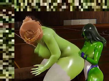 Futa - Fiona gets a creampie from She Hulk Shrek