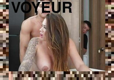 Voyeur Husband lets his Neighbor to get pregnant his Wife cuckold - Danner Mendez - Sara Blonde