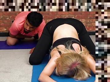 CFNM group yoga HJ by British femdom MILFS and babe