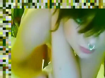 Pierced nose girl makes webcam porn