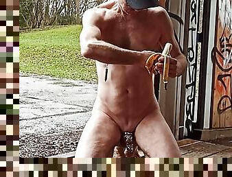 masturbação, mamilos, na-rua, público, magro, desporto, amador, anal, brinquedo, gay