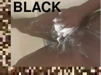 baignade, papa, masturbation, amateur, énorme-bite, gay, black, joufflue, douche, solo