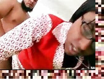 Black chick in glasses taking a hot cock in her hole