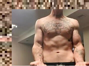 amador, pénis-grande, gay, sozinho, musculado, tatuagem, pénis