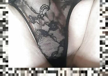 Exhibitionist crossdresser cum in panties with vibrator 