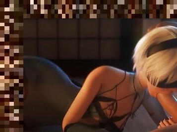 NieR:Automata 3D porn: 2B blowjob