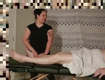 Best In Home Massage of his life. Cock sucked deep and she swallows every drop.
