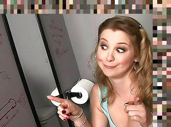 Sunny Lane gloryhole cocksucking with cumshot