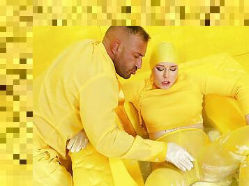Yellow porn fantasy shows fine woman taking cock very hard