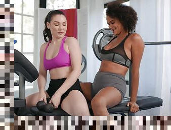 Fit bitches combine their workout with oral sex in fine interracial oral scenes