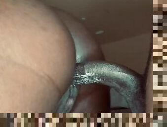 Fresh out shower close up of thight creamy ebony pussy