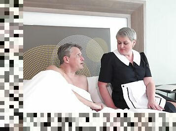 Nude ass perversions with a mature maid at the hotel