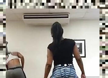 Ebony Spandex Cameltoe Shaking Big Ass Workout and Dance