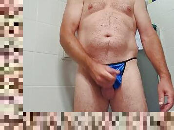 Master Ramons hottest handjob video! He masturbates hardcore in a sexy blue thong! Gold, spit, jerk off on a mega