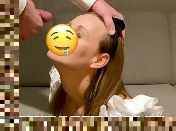 MILF gets huge facial - 11 ropes whilst dressed as Alice in wonderland! Teaser.