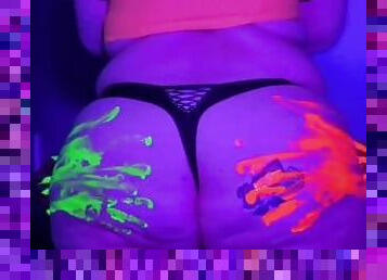 Big Booty Neon paint spanking