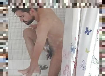 baignade, poilue, masturbation, amateur, énorme-bite, gay, branlette, pieds, douche, musclé