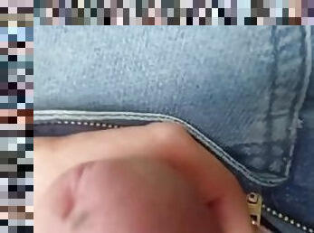 Huge cumshot all over my jeans (hand free)