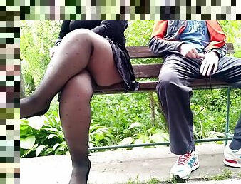 masturbation, en-plein-air, collants, public, russe, amateur, ejaculation-sur-le-corps, milf, hardcore, branlette