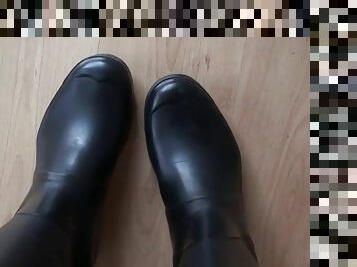 pieds, fétiche, latex, bottes, caoutchouc