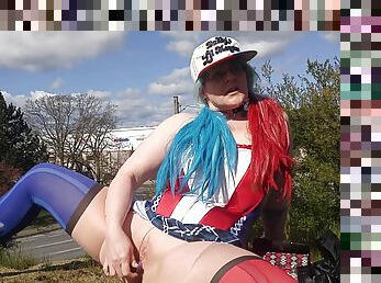 Harley Milf Masterbates In Very Public Park And