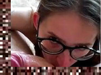 Deepthroat By My Stepsis And Cum On Her Glasses