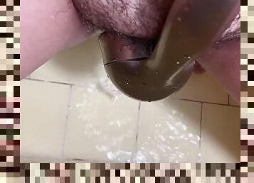 asiático, banhos, pai, peluda, masturbação, orgasmo, cona-pussy, amador, caseiro, penetração-de-braço