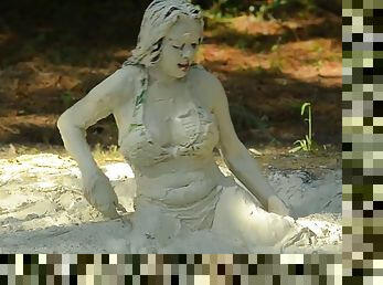 Bikini girl in mud