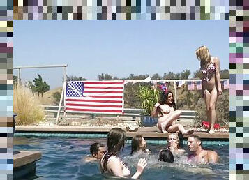 Pool party ends well for teen in the mood for cock