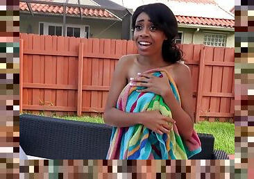 Ebony teen amazing back yard interracial porn experience